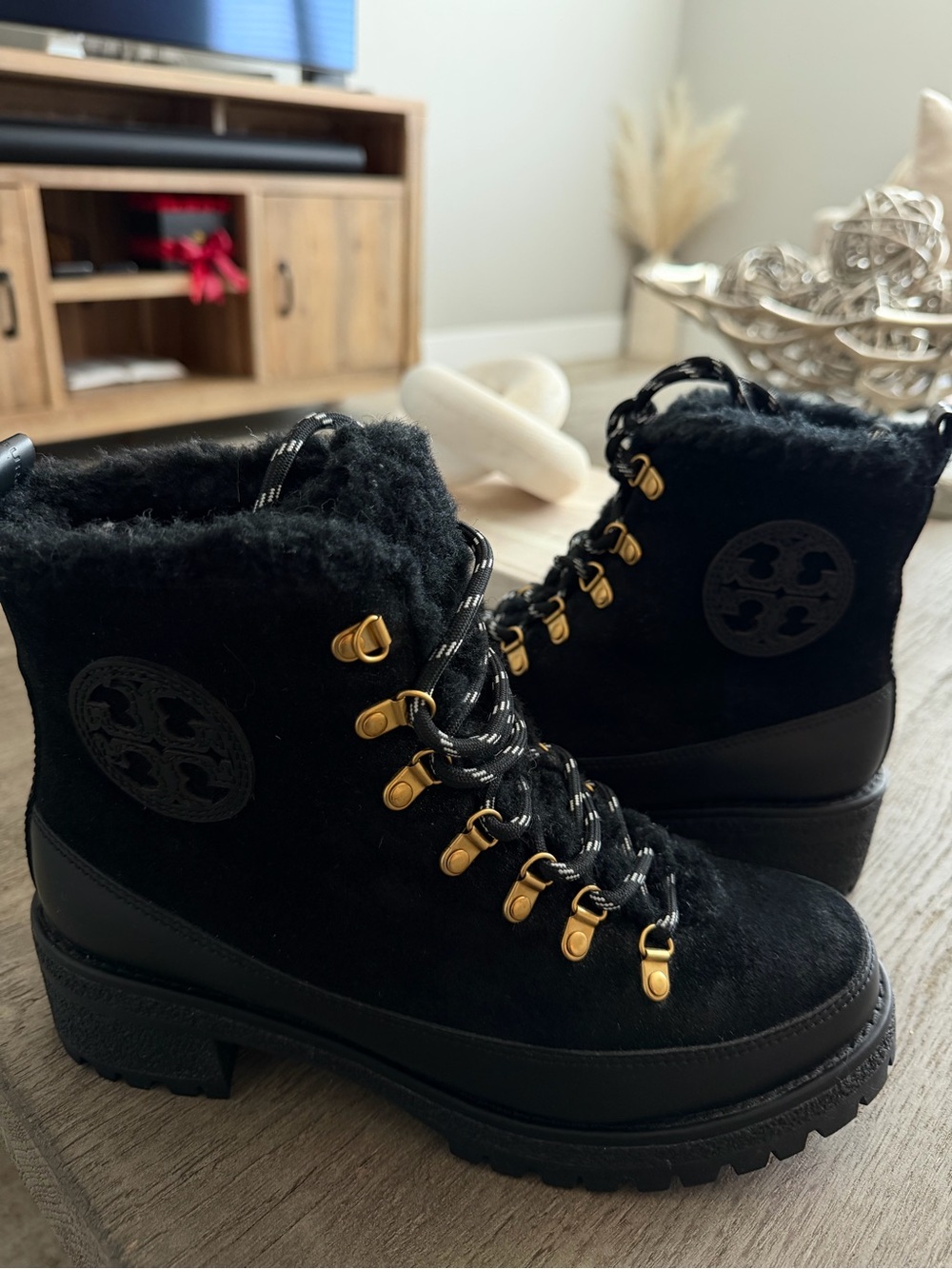 Tory Burch Black Suede Lace-Up Ankle Boots SIZE 37